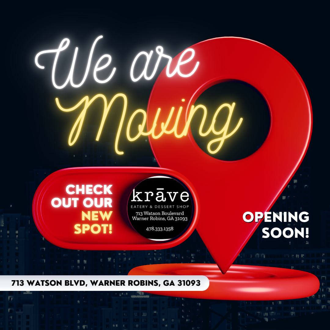 Krave moving announcement for 713 Watson Boulevard in Warner Robins